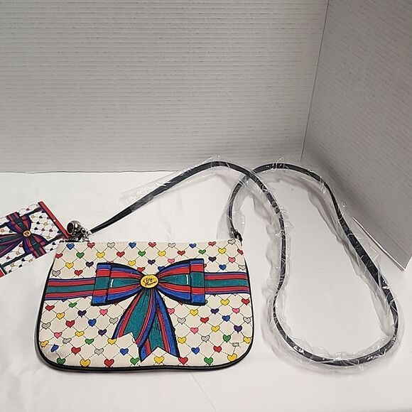 Brighton multi-color heart/bow coquette crossbody NWT flawed - Picture 1 of 9